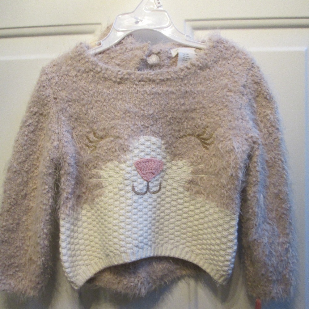 new girls toddler 18 mos beige sweater blouse with matching hat